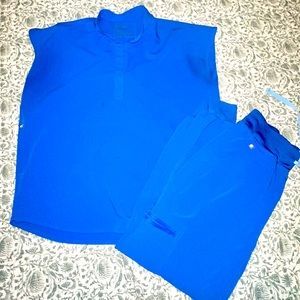 FIGS Royal Blue Scrub Top (XS) & Bottom (Petite Small)